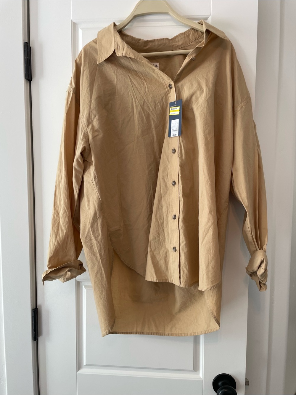 Universal Thread Oversized Button-Down Shirt in Tan